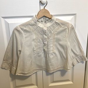 Free People Cropped Cream Long Sleeve Top